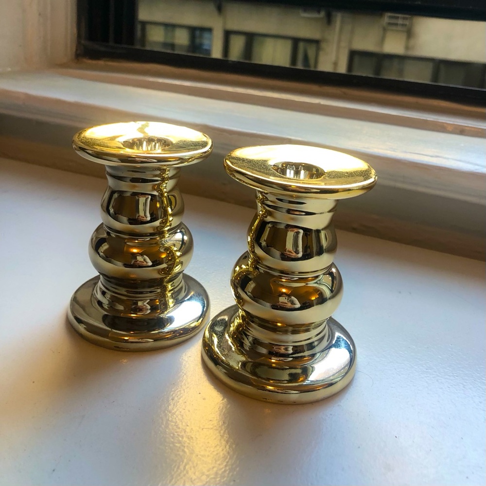 Gold Mirror Candle Stick Holders/Stands